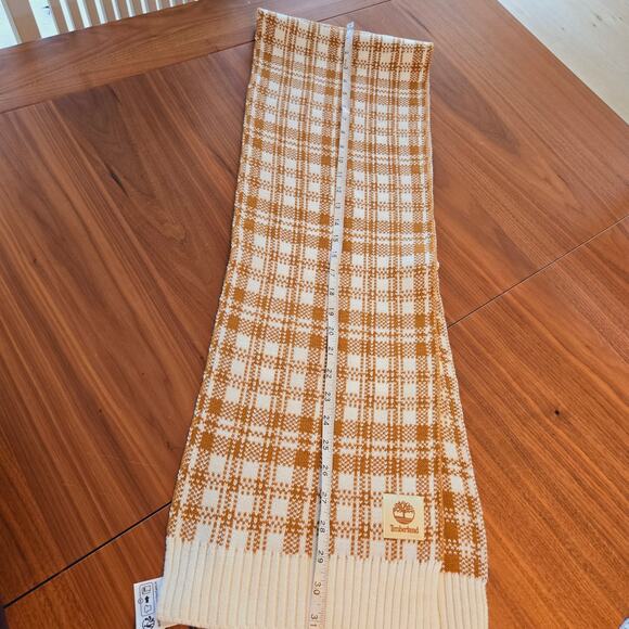 Timberland Unisex Sweater Scarf Plaid Gorpcore NWT White Gold Rectangle Preppy - Picture 5 of 5